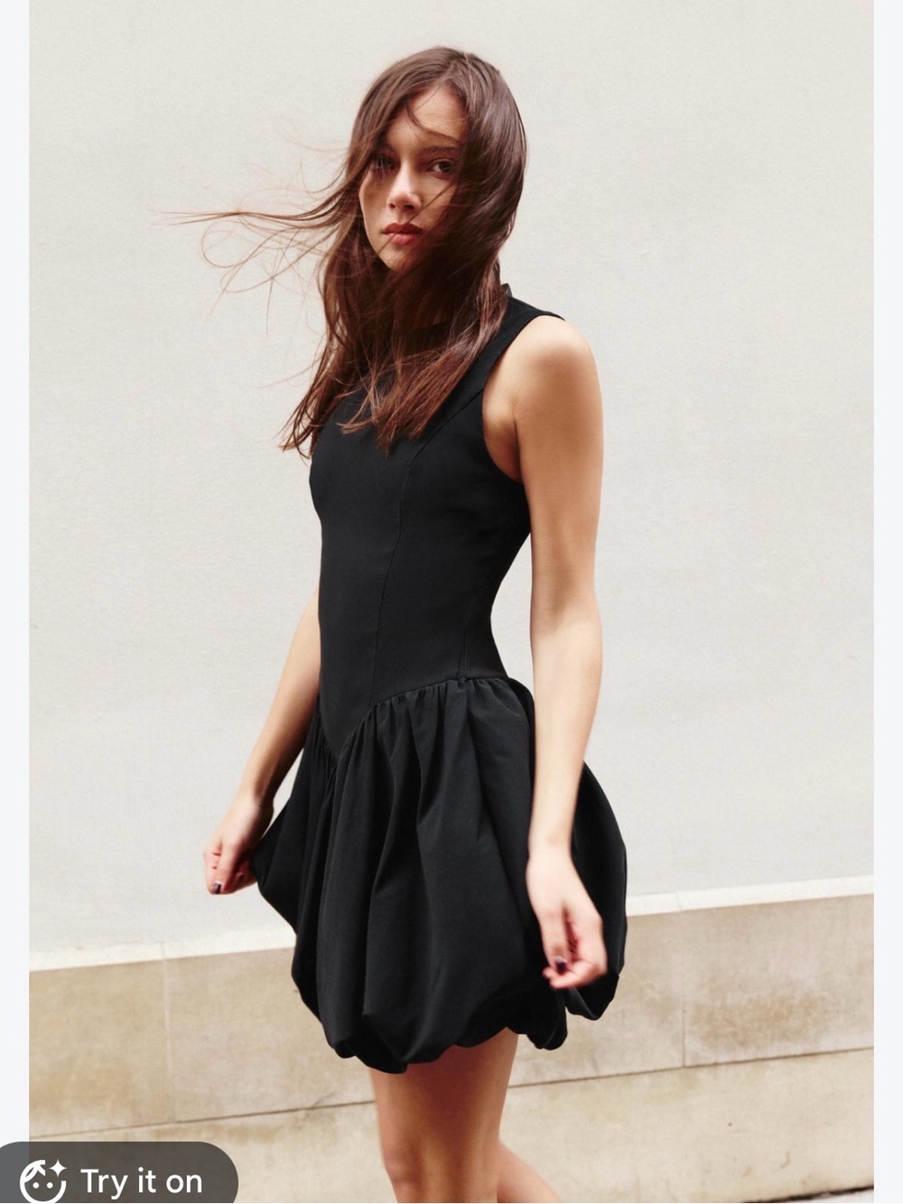 Zara Black Balloon Dress